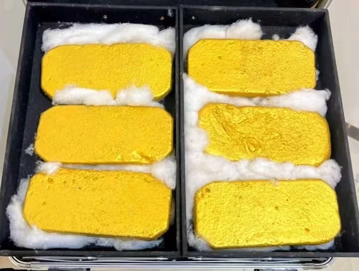 Gold bars in two cotton-lined cases